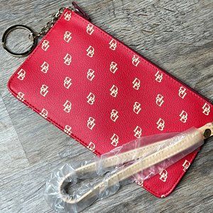 NEW Dooney & Bourke monogram red zip small wristlet wallet